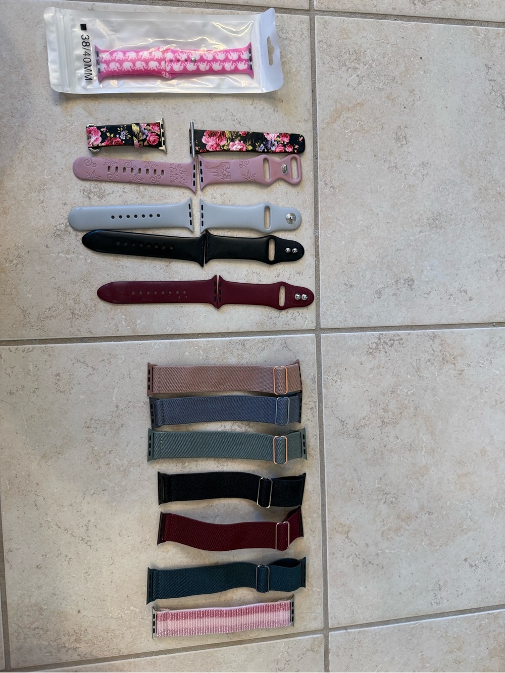 Interchangeable Women's Watch Band Set - Pink, Black, Gray, Burgundy, Floral